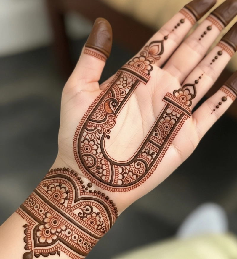 u letter name mehndi