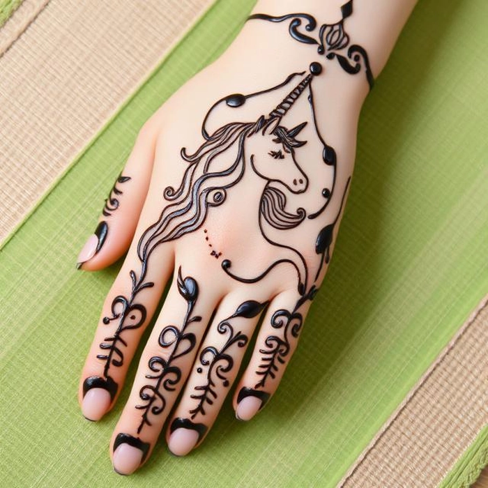 unicorn design for mehndi