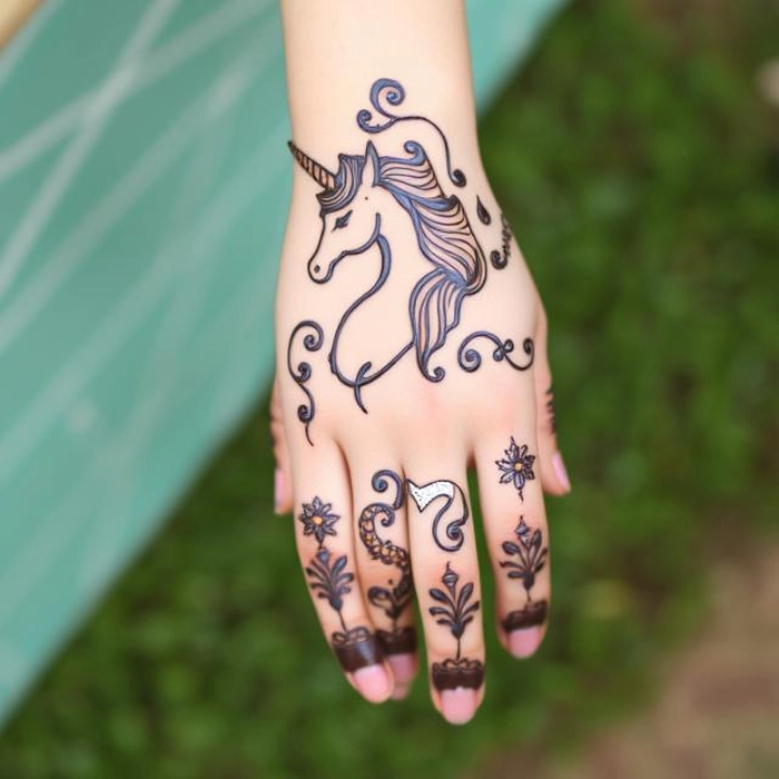 unicorn henna design for kids