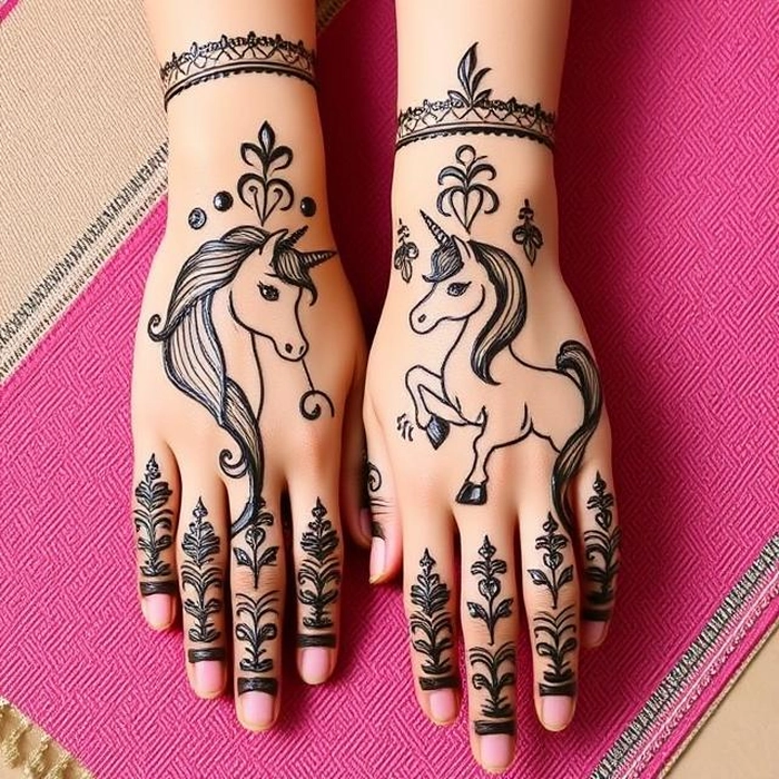 unicorn henna designs