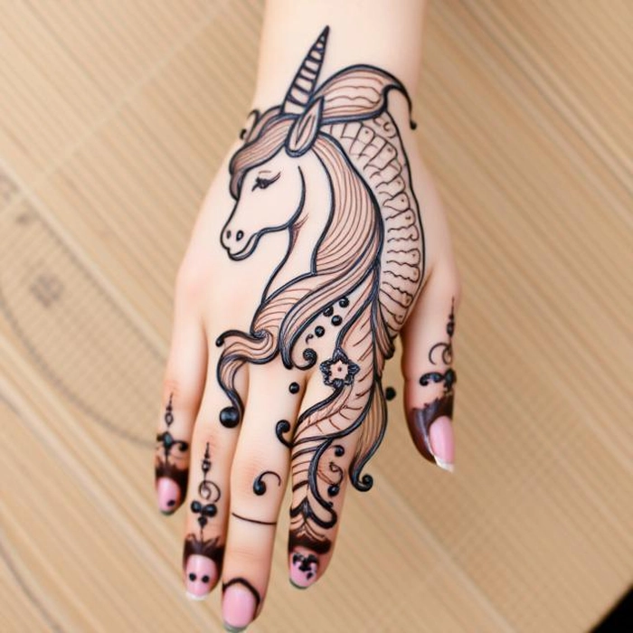 unicorn mehndi design easy
