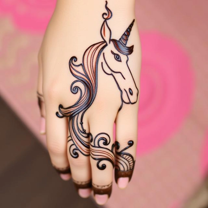 unicorn mehndi design for girl