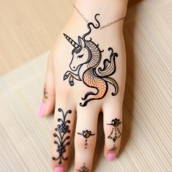 unicorn mehndi design for kid