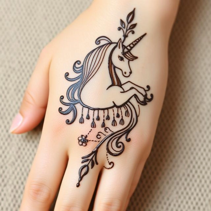unicorn mehndi design for kids