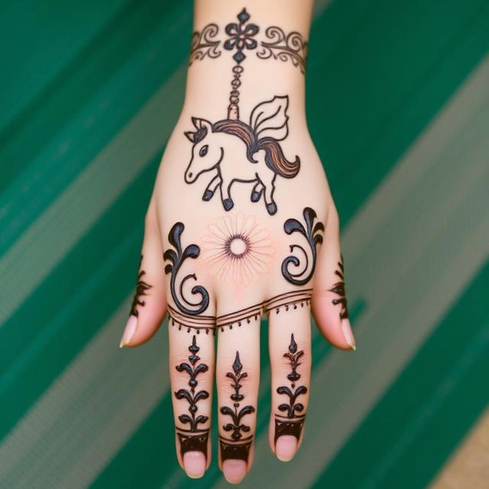 unicorn mehndi tattoo