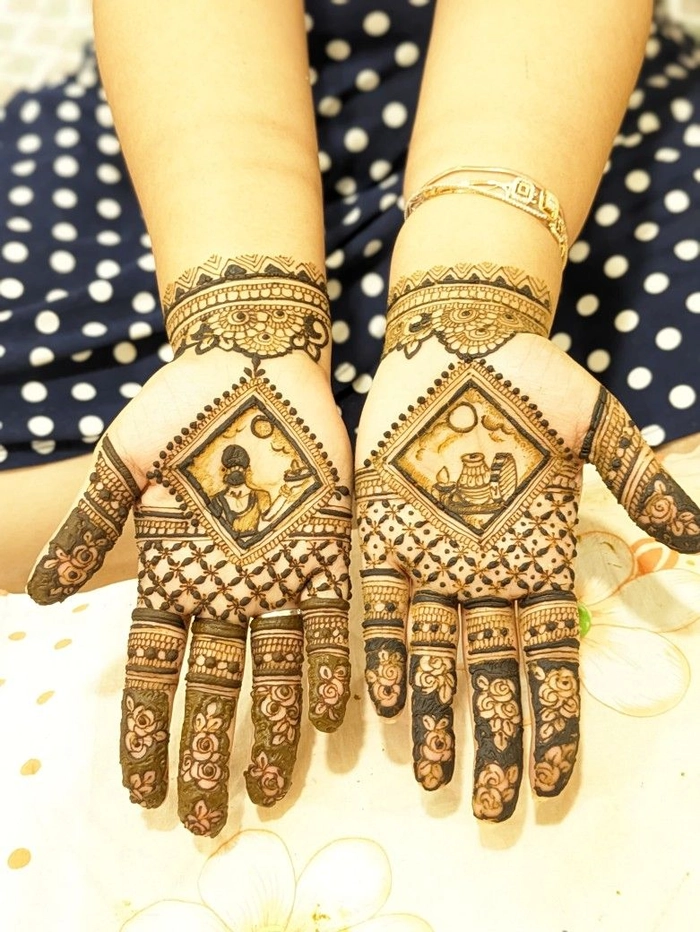 unique mehndi design photos front hand