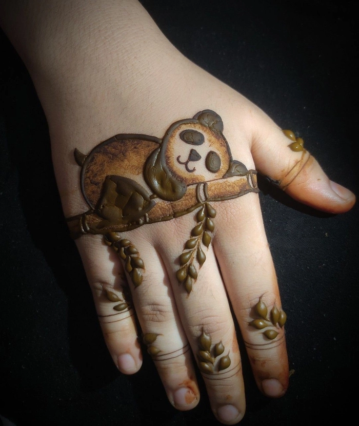unique panda mehndi design