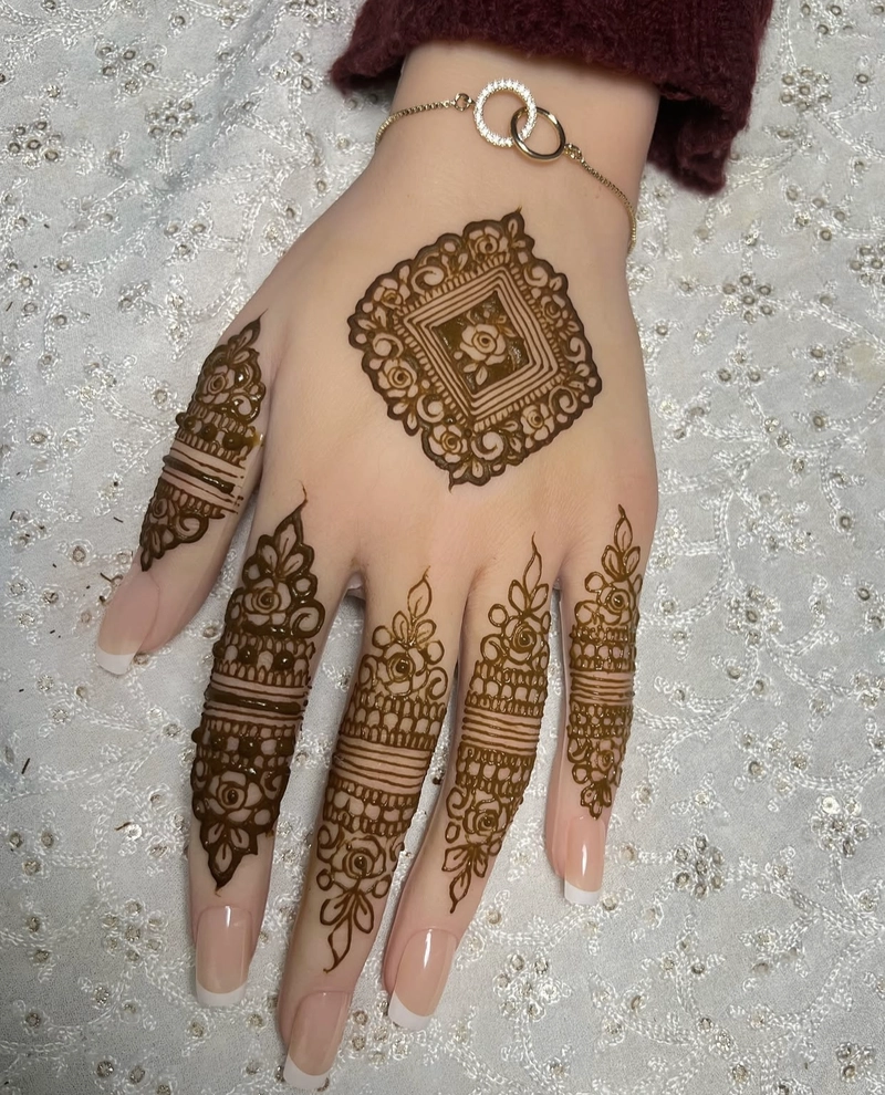 unique rose mehndi designs for hands