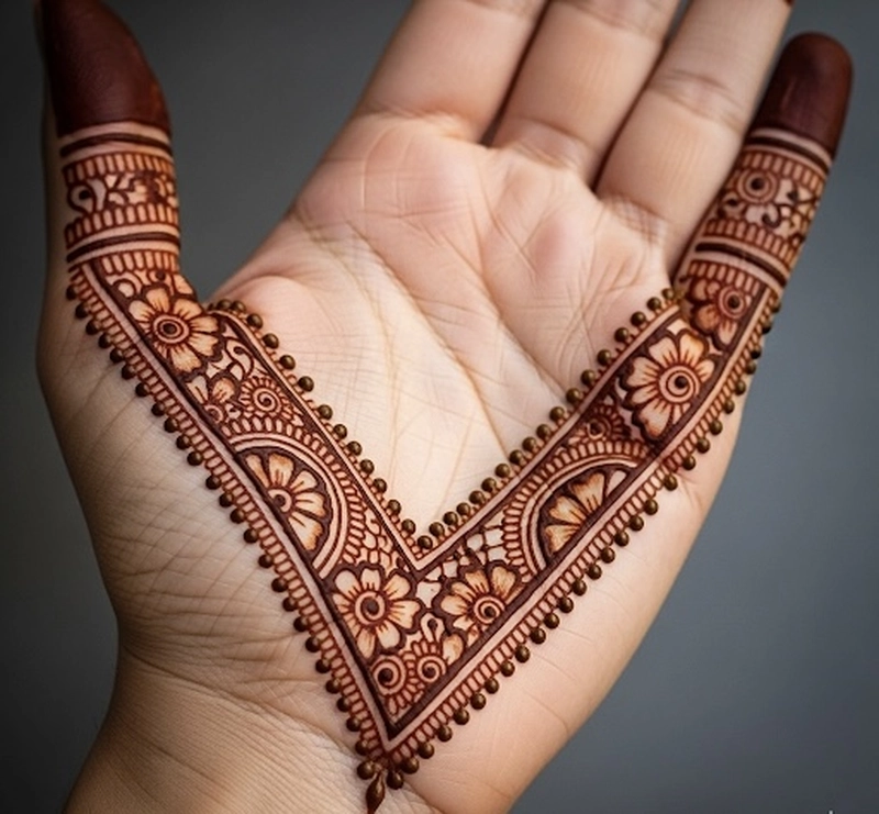 v letter mehndi design simple photo