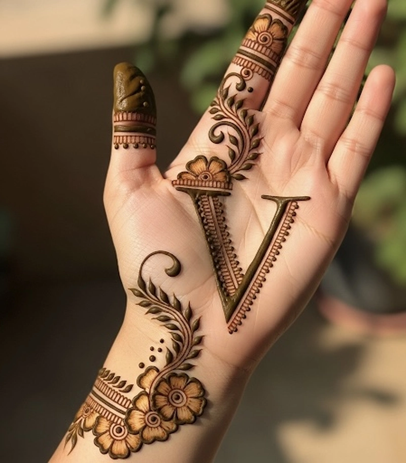 v name ka mehndi design