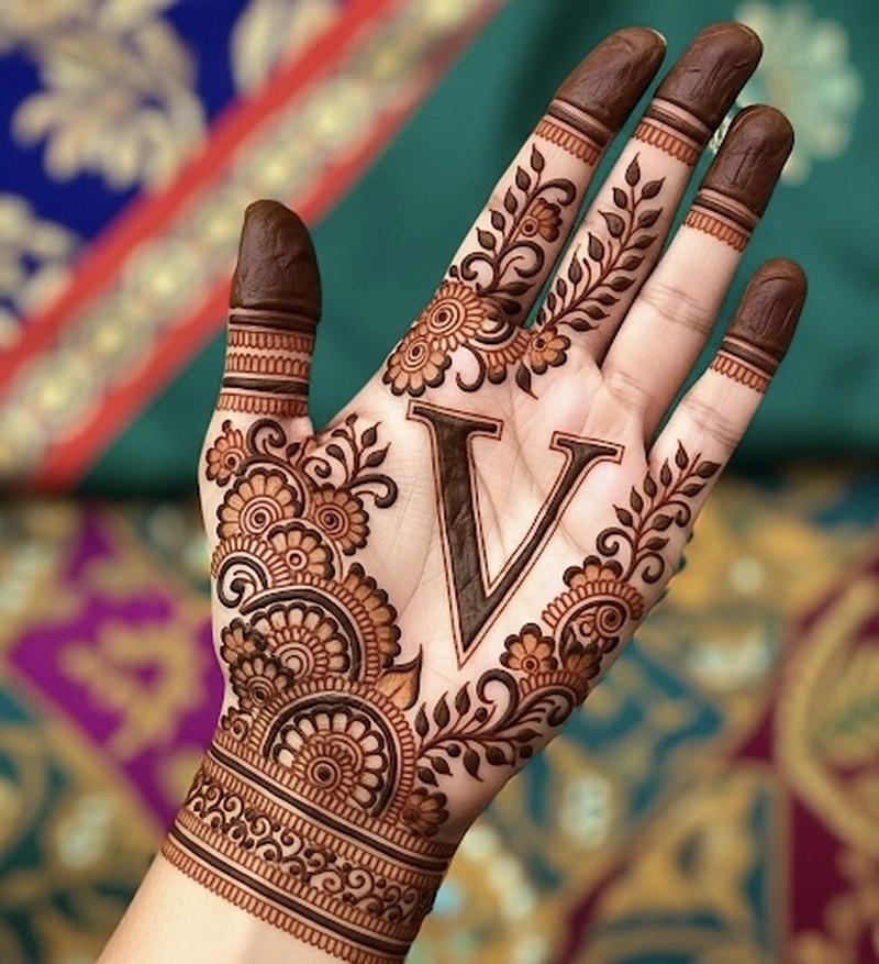 v name mehndi design simple