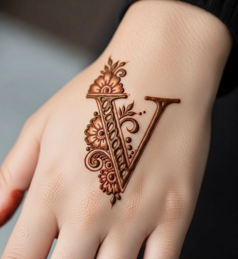 v shape mehndi design simple and beautiful