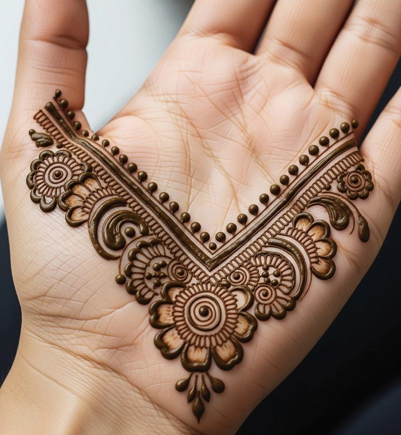 v shape mehndi design simple