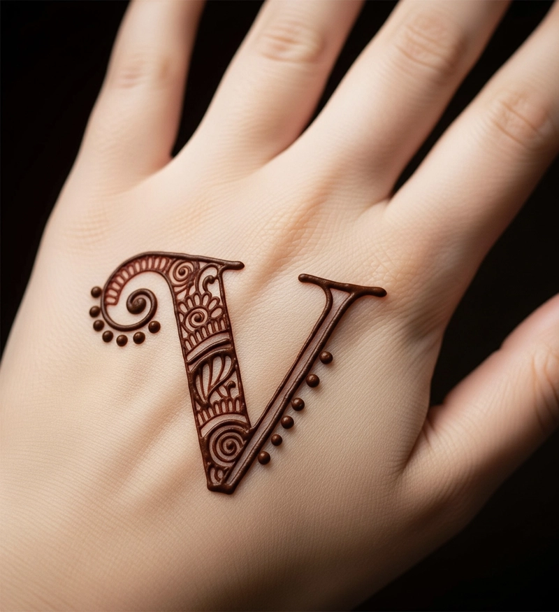 v type mehndi design