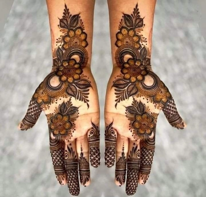 western mehndi design front hand