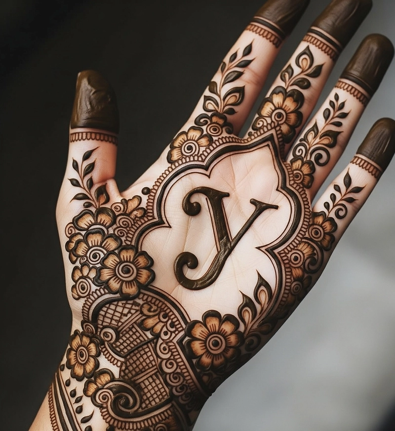 y alphabet mehndi design