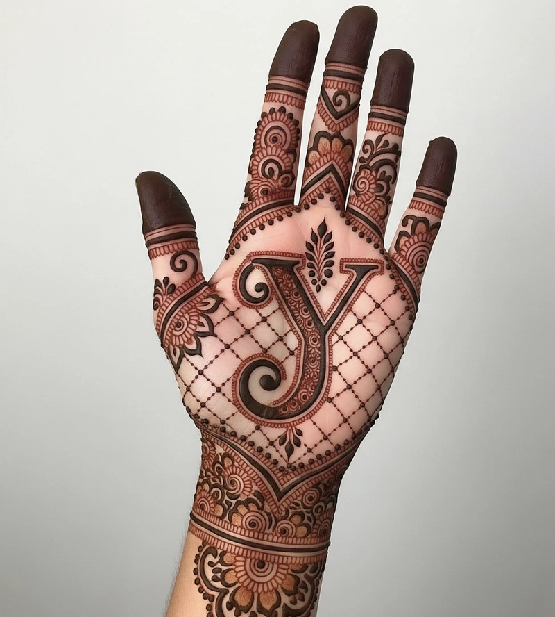 y letter mehndi design arabic