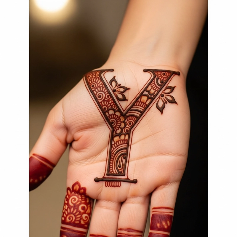y letter mehndi design simple and beautiful
