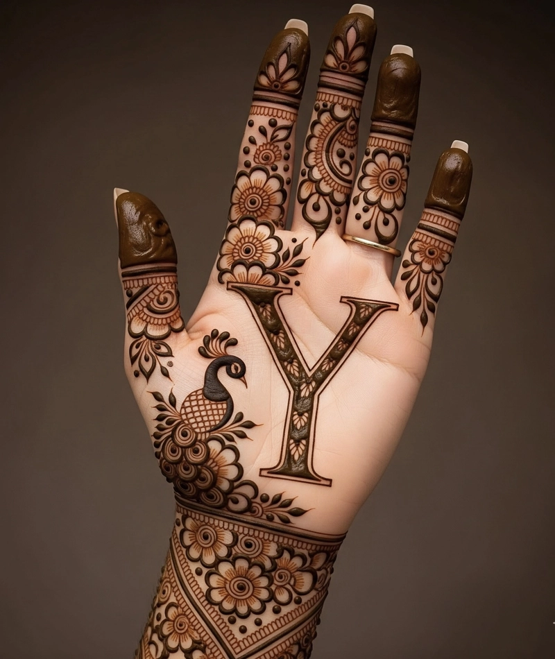 y letter mehndi design simple image