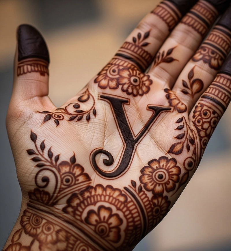 y letter mehndi design simple