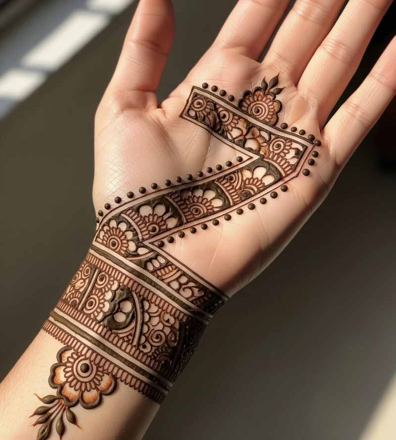 z mehndi design on full hand