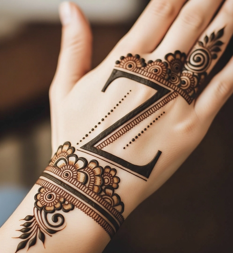 z mehndi design on hand
