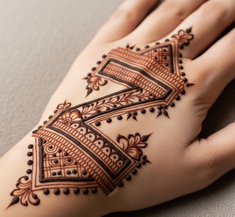 z mehndi design on palm