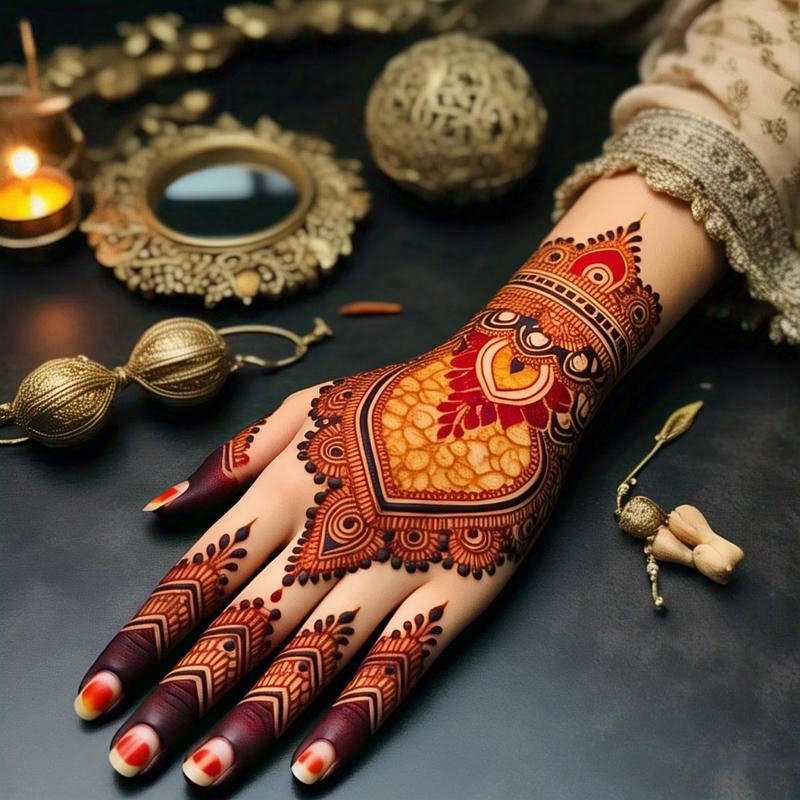 Front Hand Mehndi Design Unique modern art