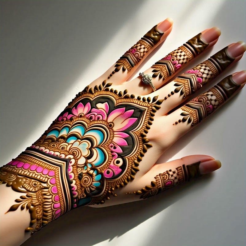 Front Hand Unique Mehndi Design elegant style
