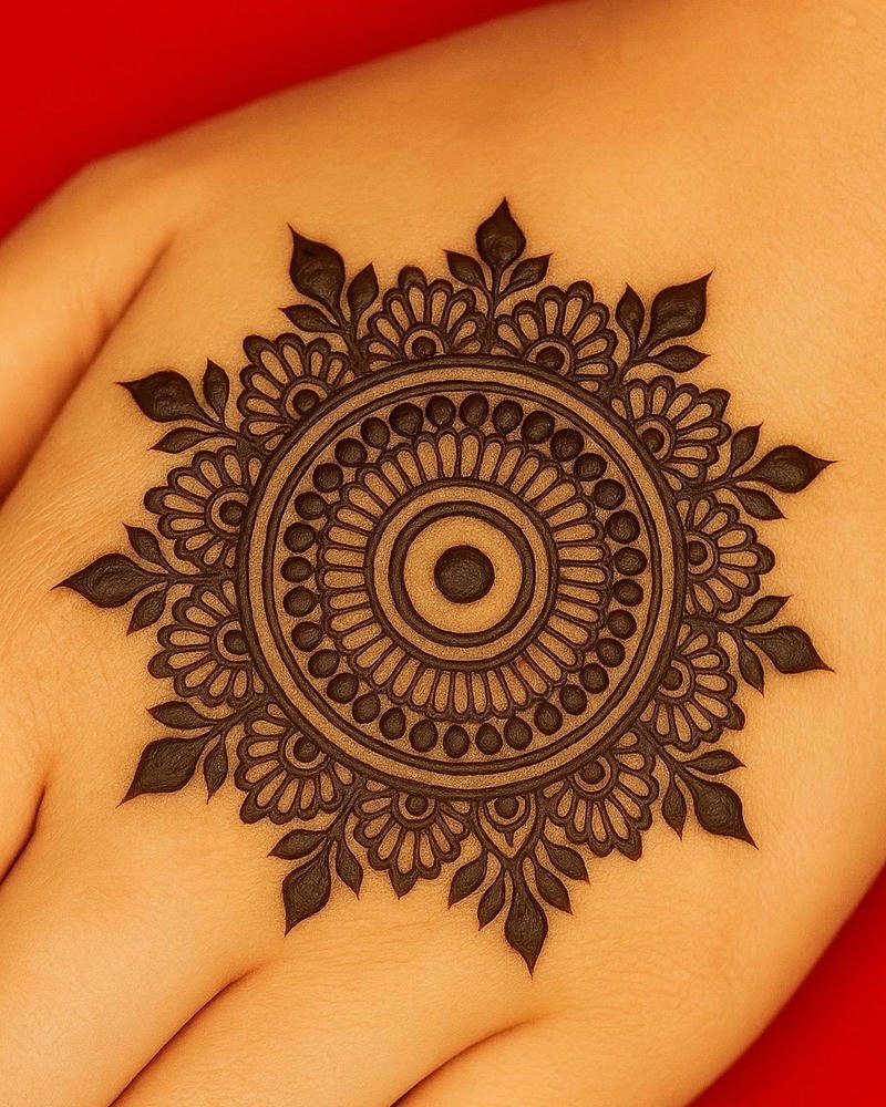 Gol Mehndi Design Photo beautiful symmetrical henna art
