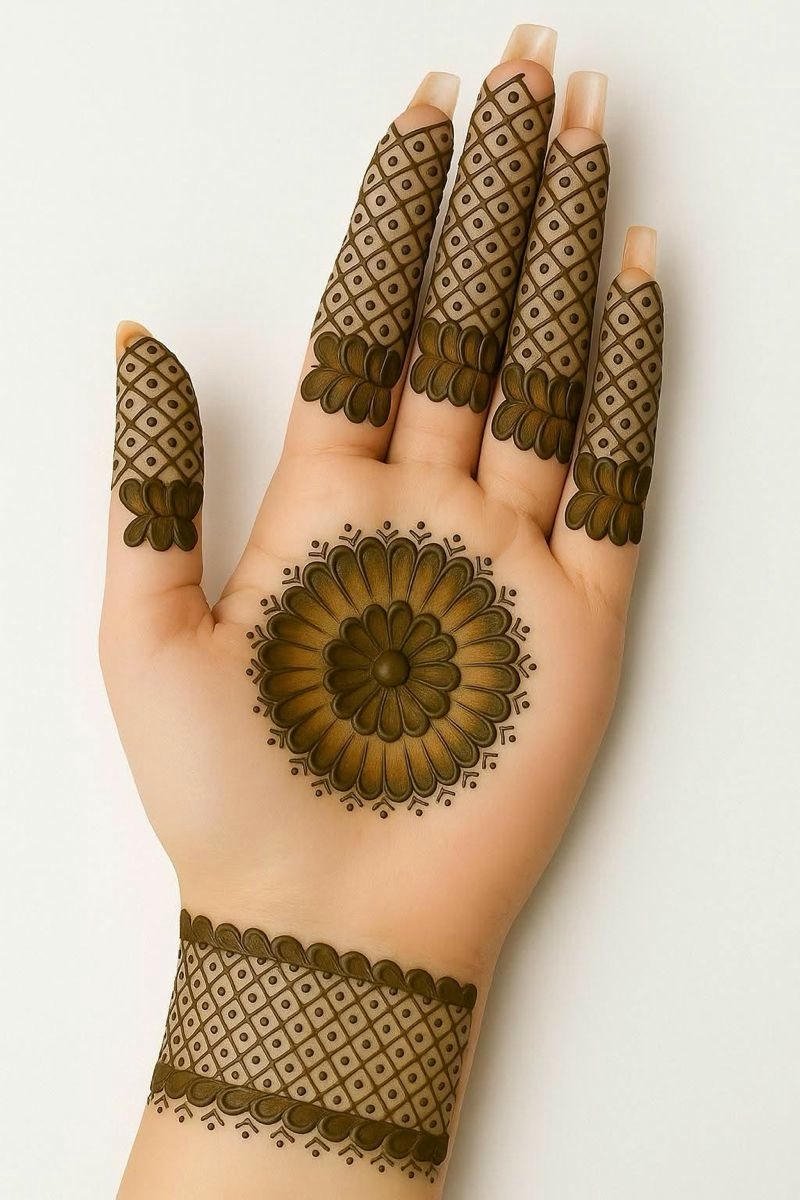 Gol Mehndi Design Photo minimal circular hand design
