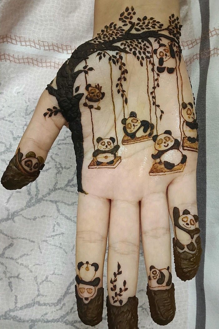 Mehndi Design Panda adorable cute mehndi art concept