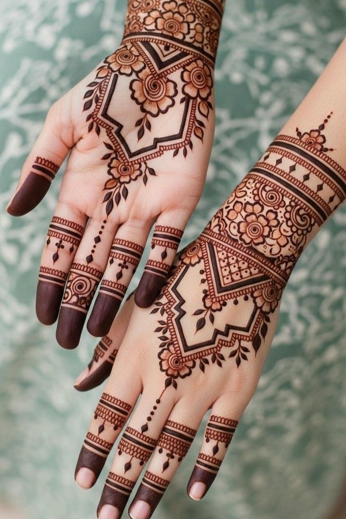 Mehndi Design Upper Hand elegant floral henna art style