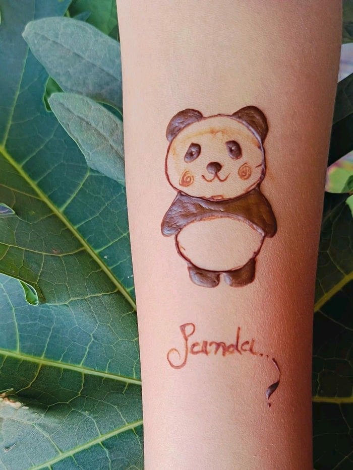 Panda Mehndi Design cute animal henna art inspiration