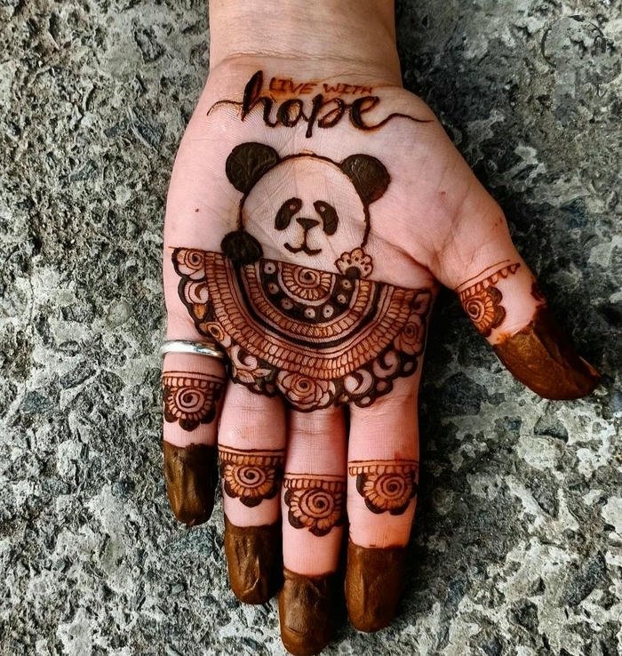 Panda Mehndi Design stylish cartoon panda henna art