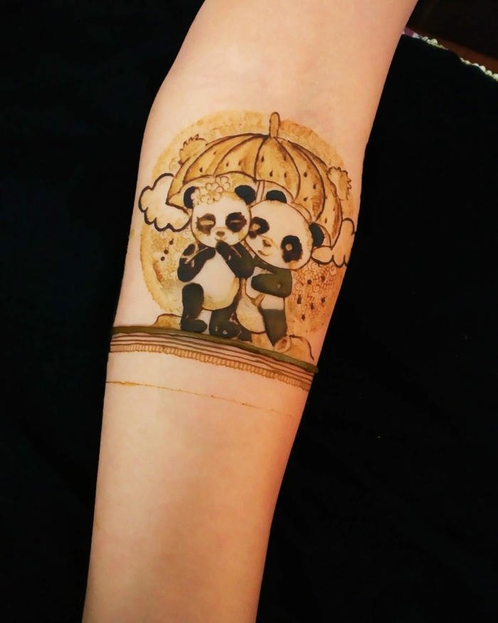Panda Mehndi Design trendy cartoon mehndi for kids