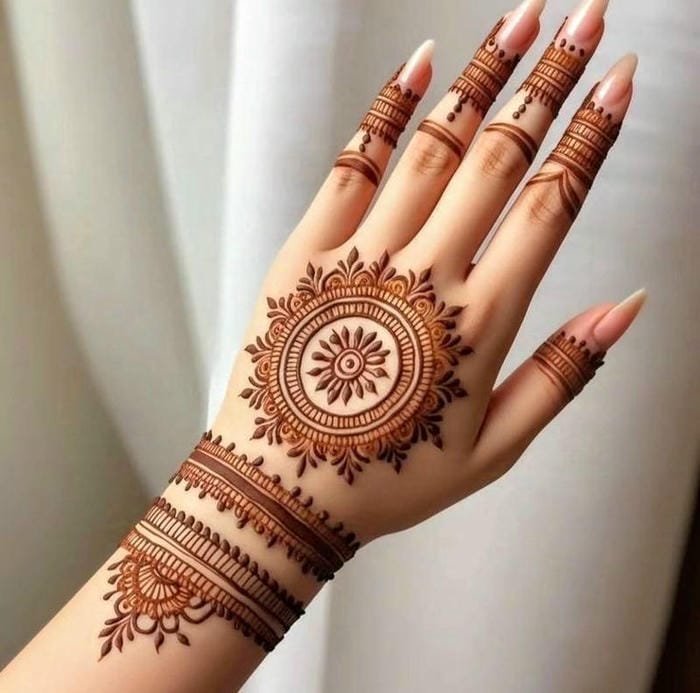 Rakhi Mehndi Design modern minimal festival look