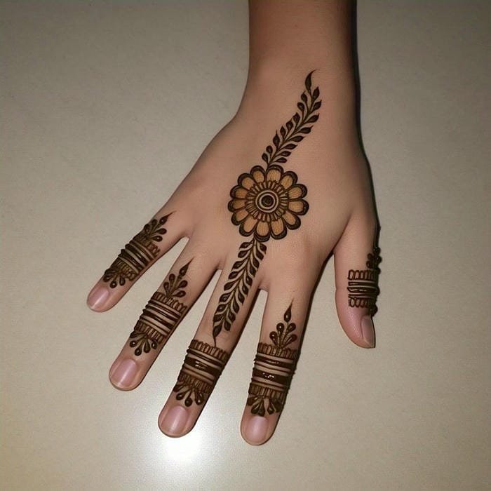 Rakhi Mehndi Design stylish hand decoration idea