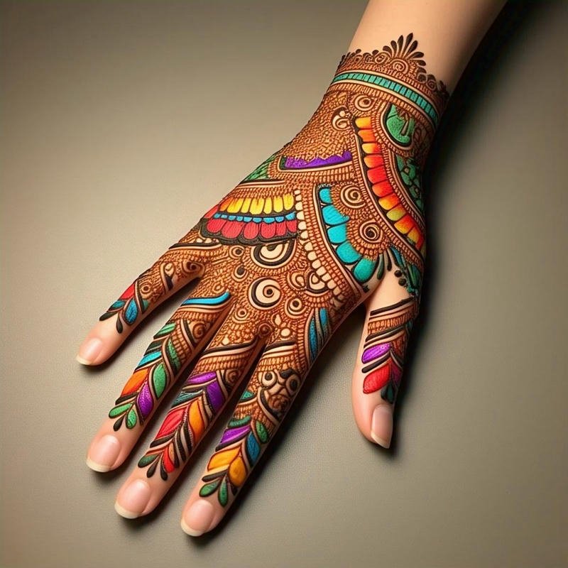 Unique Mehndi Design Front Hand elegant artwork