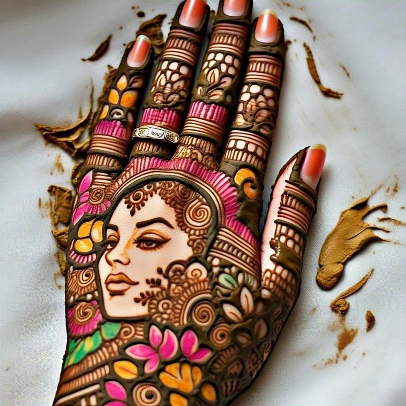Unique Mehndi Design Front Hand minimal aesthetic style