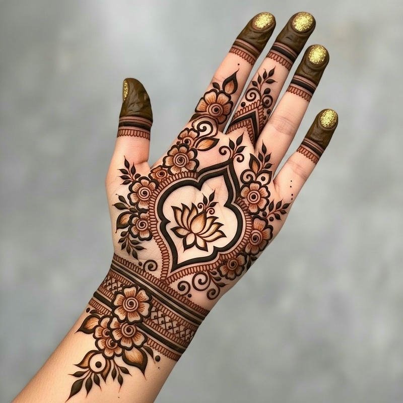 Unique Mehndi Design Front Hand stylish pattern
