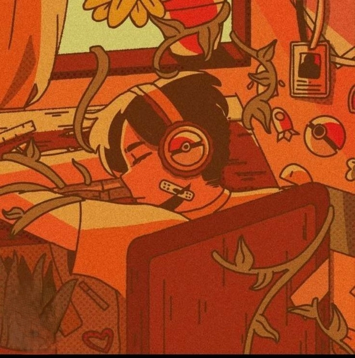 aesthetic orange anime pfp