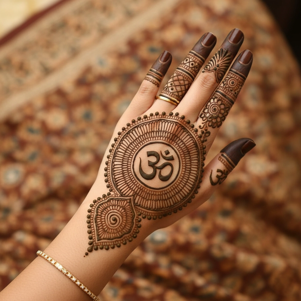 back hand om mehndi design
