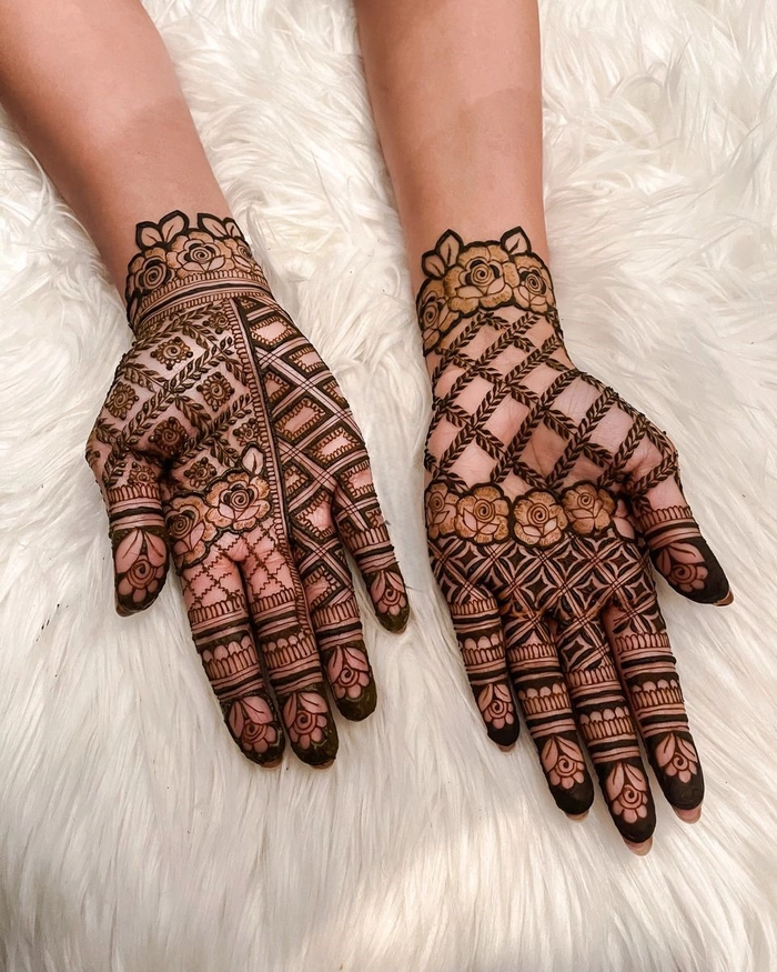 back side jali mehndi design simple