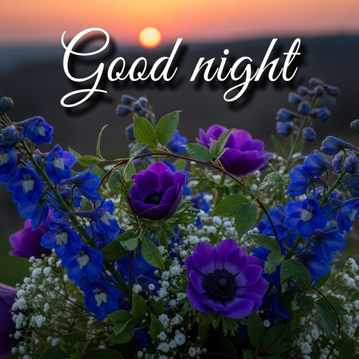 beautiful good night images with flowers