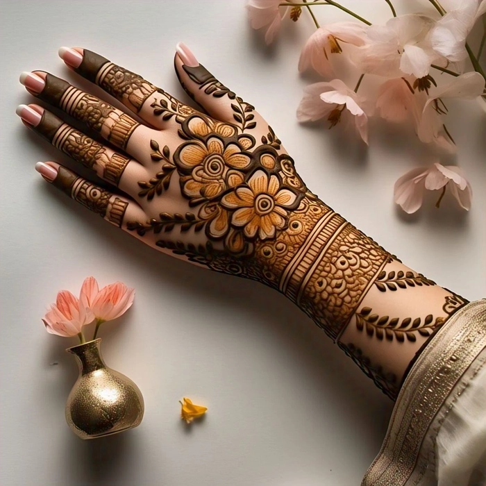 beautiful palm mehndi design