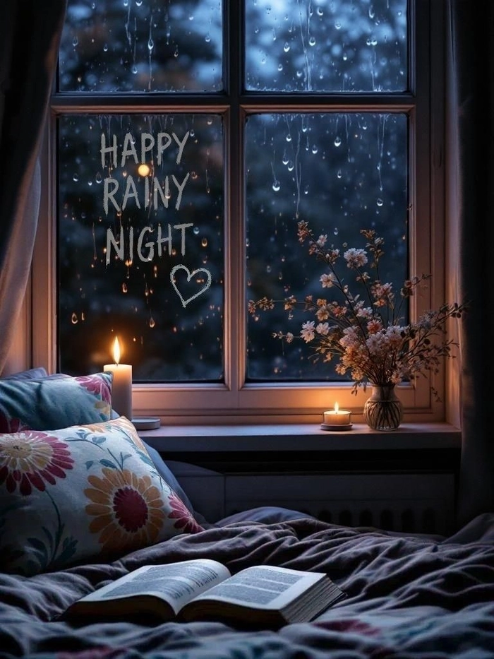 beautiful rainy good night images