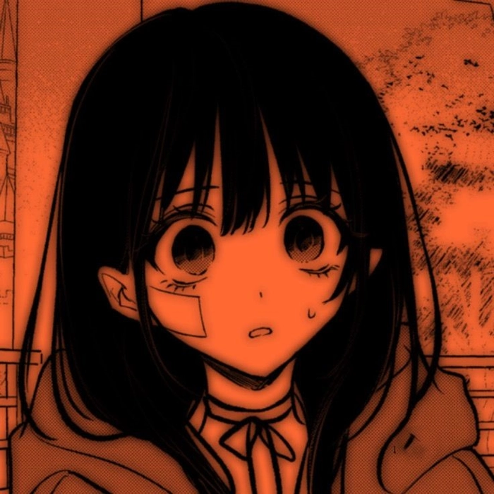 black and orange anime pfp girl