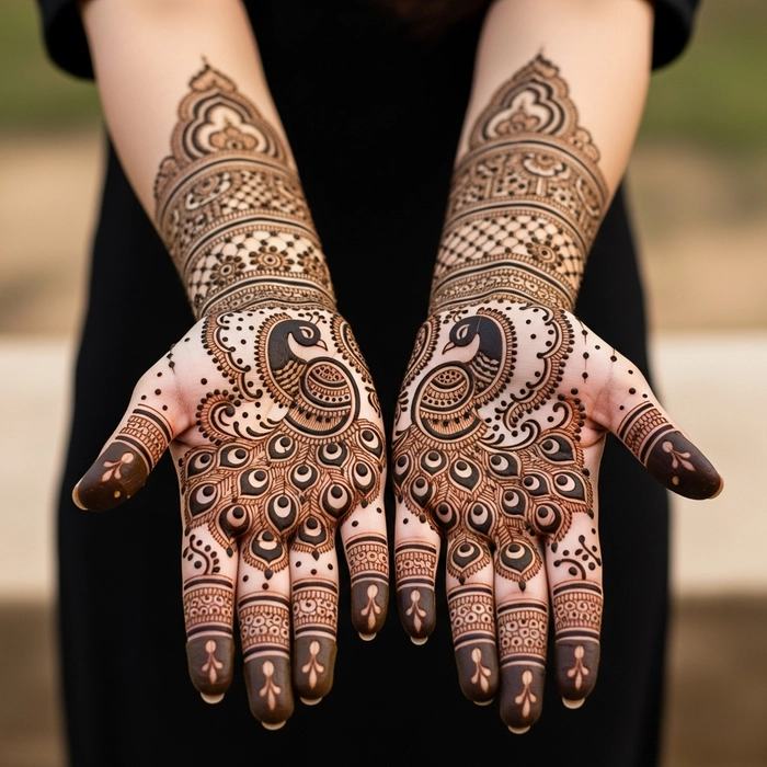 bridal rajasthani mehndi royal front hand mehndi design