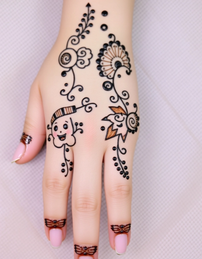 cartoon mehndi design easy front hands